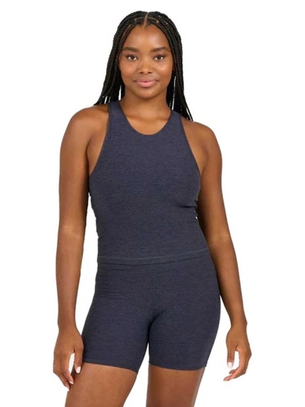 Vuori Womens Elevation Plyo Racerback Tank Top Midnight Heather Navy Blue Small